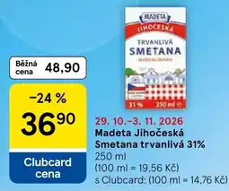Tesco Madeta Smetana trvanlivá 31% nabídka