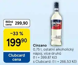 Tesco Cinzano ostatní alkoholický nápoj více druhů nabídka