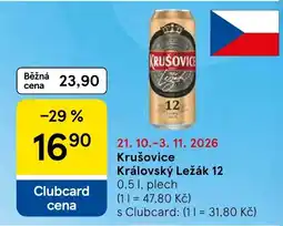 Tesco Krušovice Královský Ležák 12 nabídka
