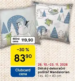 Tesco Mandalorian dětský dekorační polštář nabídka
