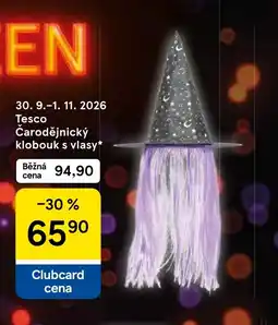 Tesco Tesco čarodějnický klobouk s vlasy nabídka