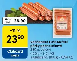 Tesco Vodňanské kuře Kuřecí párky pochoutkové nabídka
