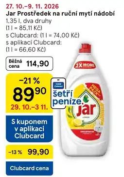 Tesco Jar prostředek na ruční mytí nádobí nabídka