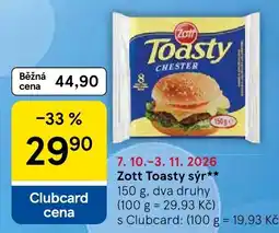 Tesco Zott Toasty sýr nabídka