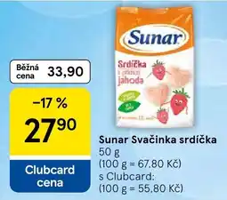 Tesco Sunar svačinka srdíčka s příchutí jahoda nabídka