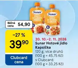 Tesco Sunar Hotové jídlo Kapsička nabídka
