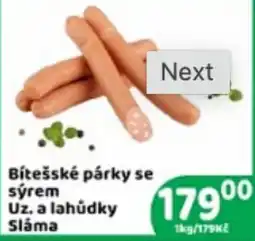 Brněnka Sláma bítešské párky se sýrem uz. a lahůdky nabídka