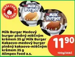 Brněnka Milk Burger Medový burger nabídka