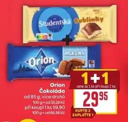 Billa Orion Čokoláda nabídka