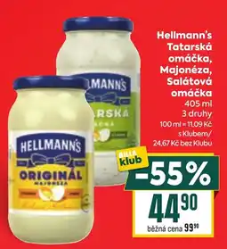 Billa Hellmann's tatarská omáčka, majonéza, salátová omáčka nabídka