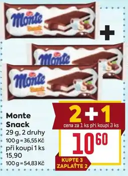 Billa Monte Snack nabídka