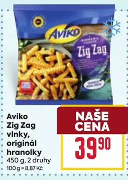 Billa Aviko Zig Zag vlinky, originál hranolky nabídka