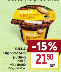 Billa Billa high protein pudding nabídka