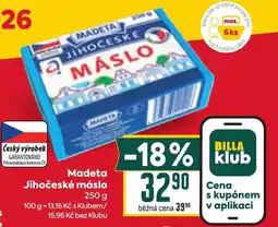 Billa Madeta Jihočeské máslo nabídka
