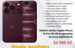 Datart Apple iPhone 18 Pro 256 GB burgundský červený nabídka