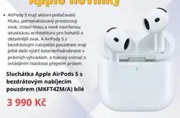 Datart Apple AirPods 5 s bezdrátovým nabíjecím pouzdrem (MKFT4ZM/A) bílé nabídka