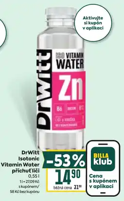 Billa DrWitt Isotonic Vitamin Water příchuť liči nabídka