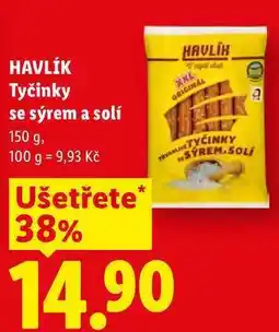 Lidl HAVLÍK Tyčinky se sýrem a solí nabídka
