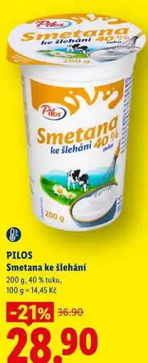 Lidl PILOS Smetana ke šlehání, 200 g, 40 % tuku nabídka
