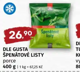 Coop Dle gusta špenátové listy porce nabídka