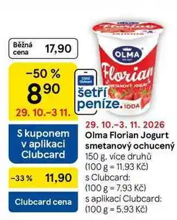 Tesco Olma Florian Jogurt smetanový ochucený, 150 g, více druhů nabídka