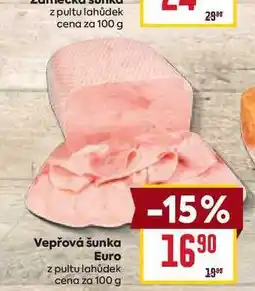 Billa Vepřová šunka Euro z pultu lahůdek cena za nabídka