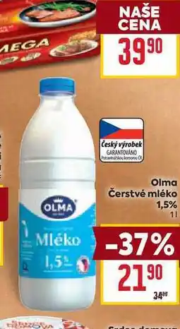 Billa Olma Čerstvé mléko 1,5% nabídka
