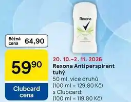 Tesco Rexona Antiperspirant tuhý, 50 ml, více druhů nabídka
