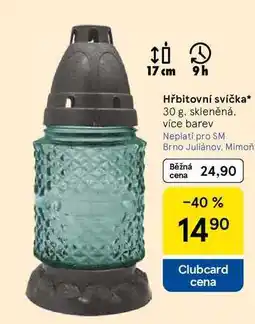 Tesco Hřbitovní svíčka, 30 g, skleněná, více barev nabídka