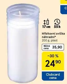 Tesco Hřbitovní svíčka náhradní, 200 g. plast nabídka