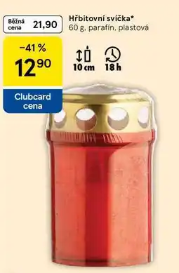 Tesco Hřbitovní svíčka, 60 g. parafín, plastová 10 cm 18h nabídka
