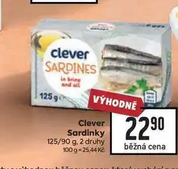 Billa Clever Sardinky 125/90 g nabídka