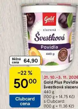 Tesco Gold Plus Povidla švestková slazená nabídka