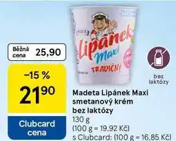 Tesco Madeta Lipánek Maxi smetanový krém bez laktózy nabídka