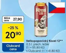 Tesco Velkopopovický Kozel 12, 0.5 l, plech nabídka