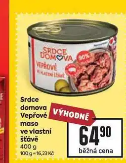 Billa Srdce domova Vepřové maso ve vlastní šťávě nabídka