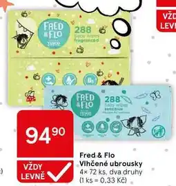 Tesco Fred & Flo Vlhčené ubrousky, 4x 72 ks nabídka