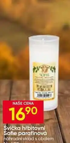Hruška Svíčka hřbitovní Sofie parafinová náhradní vklad s obalem nabídka