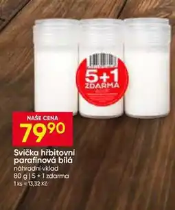 Hruška Svíčka hřbitovní parafínová bílá náhradní vklad nabídka