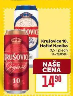 Billa Krušovice 10, Hořké Nealko 0,51, plech nabídka