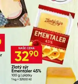 Hruška Zlatý sýr Ementaler 45% 100 g plátky nabídka