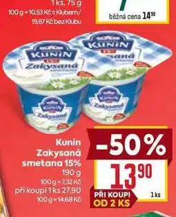 Billa Kunín Zakysaná smetana 15% nabídka