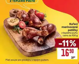 Billa Kuřecí marinované paličky z teplého pultu cena za nabídka