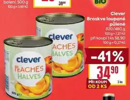 Billa Clever Broskve loupané půlené 820/480 g nabídka