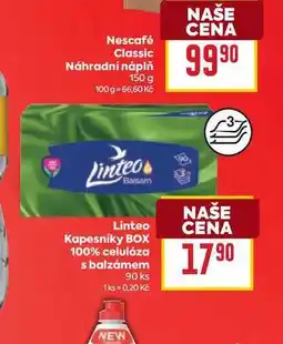 Billa Linteo Kapesníky BOX 100% celulóza s balzámem 90 ks nabídka