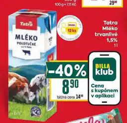 Billa Tatra Mléko trvanlivé 1,5% nabídka