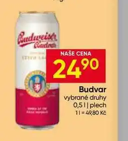 Hruška Budvar vybrané druhy 0,5l plech nabídka