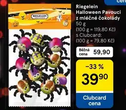 Tesco Riegelein Halloween Pavouci z mléčné čokolády nabídka