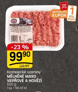 Flop Kostelecké uzeniny mělněné maso vepřové a hovězí nabídka