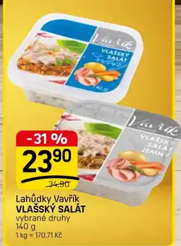 Flop Lahůdky Vavřík Vlašský salát vybrané druhy nabídka